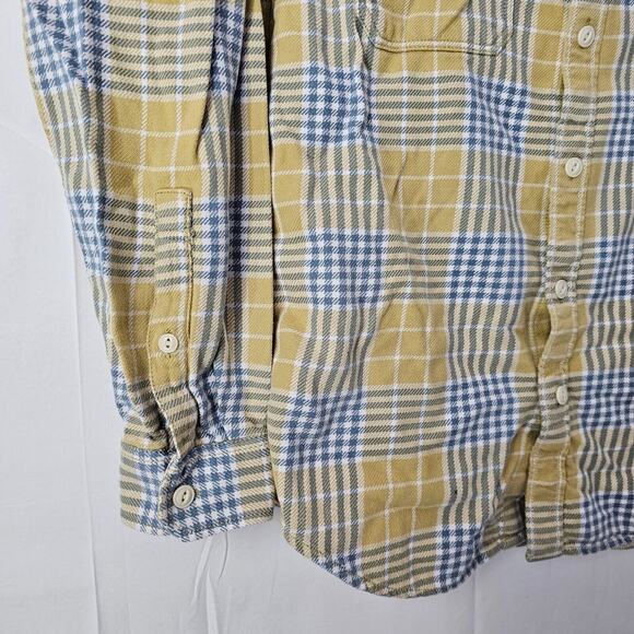Eddie Bauer Shirt Mens Medium Yellow Blue Plaid Classic Fit Long Slv Button Up - Picture 4 of 11